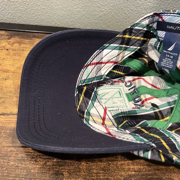 Nautica Kids Strapback Hat Adjustable Tartan Plaid Polyester Blend - Picture 6 of 8